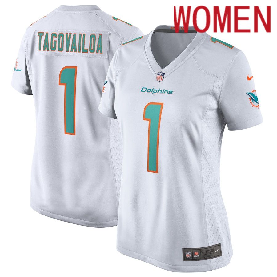 Women Miami Dolphins 1 Tua Tagovailoa Nike White Game NFL Jersey